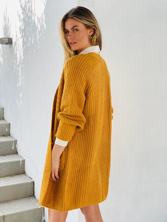 LY2327SS Ribbed Knit Midi Cardi