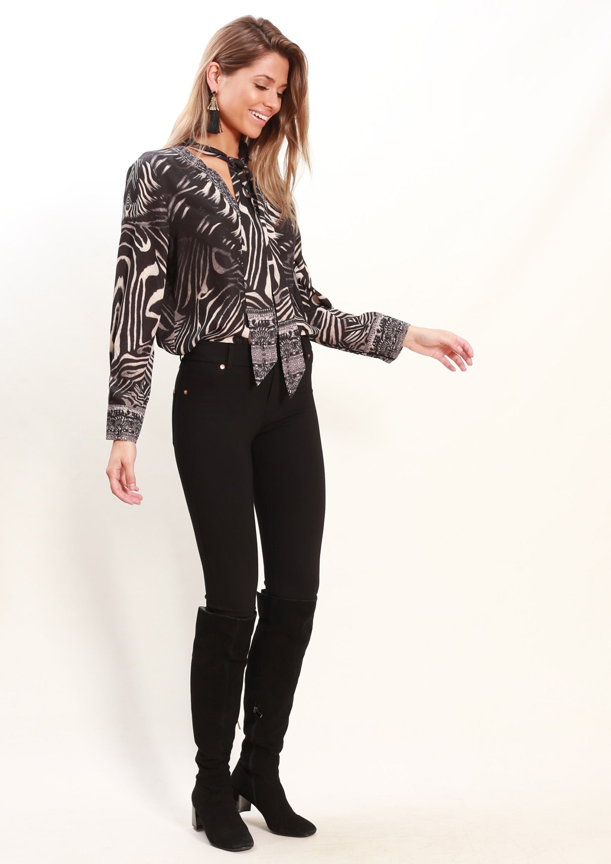 VY0403SS Zebra Print Tie Up Top (Pack)