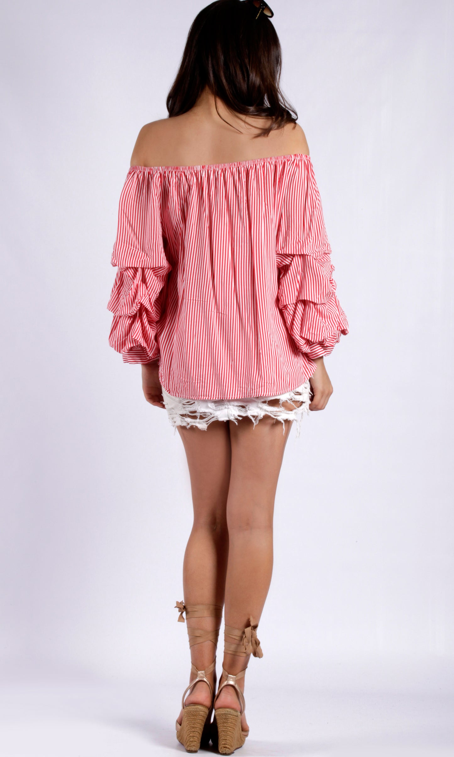 RV0831-4SS OFF SHOULDER BALLOON SLEEVE TOP (Pack) On Sale