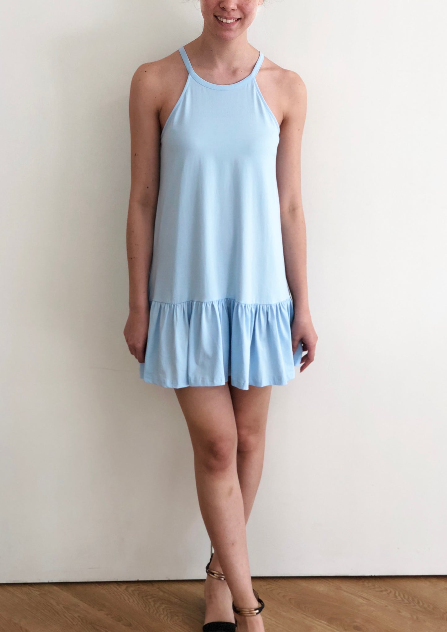 P135-1SS High Neck Ruffle Tunic Dress (Pack)