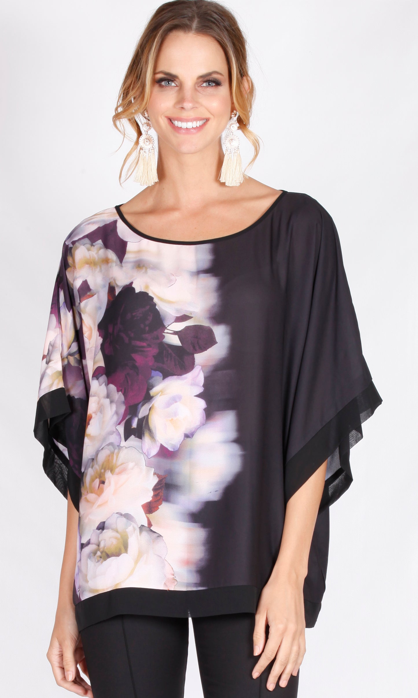 RV0179-12NC Side Floral Print Kaftan Top (Pack)