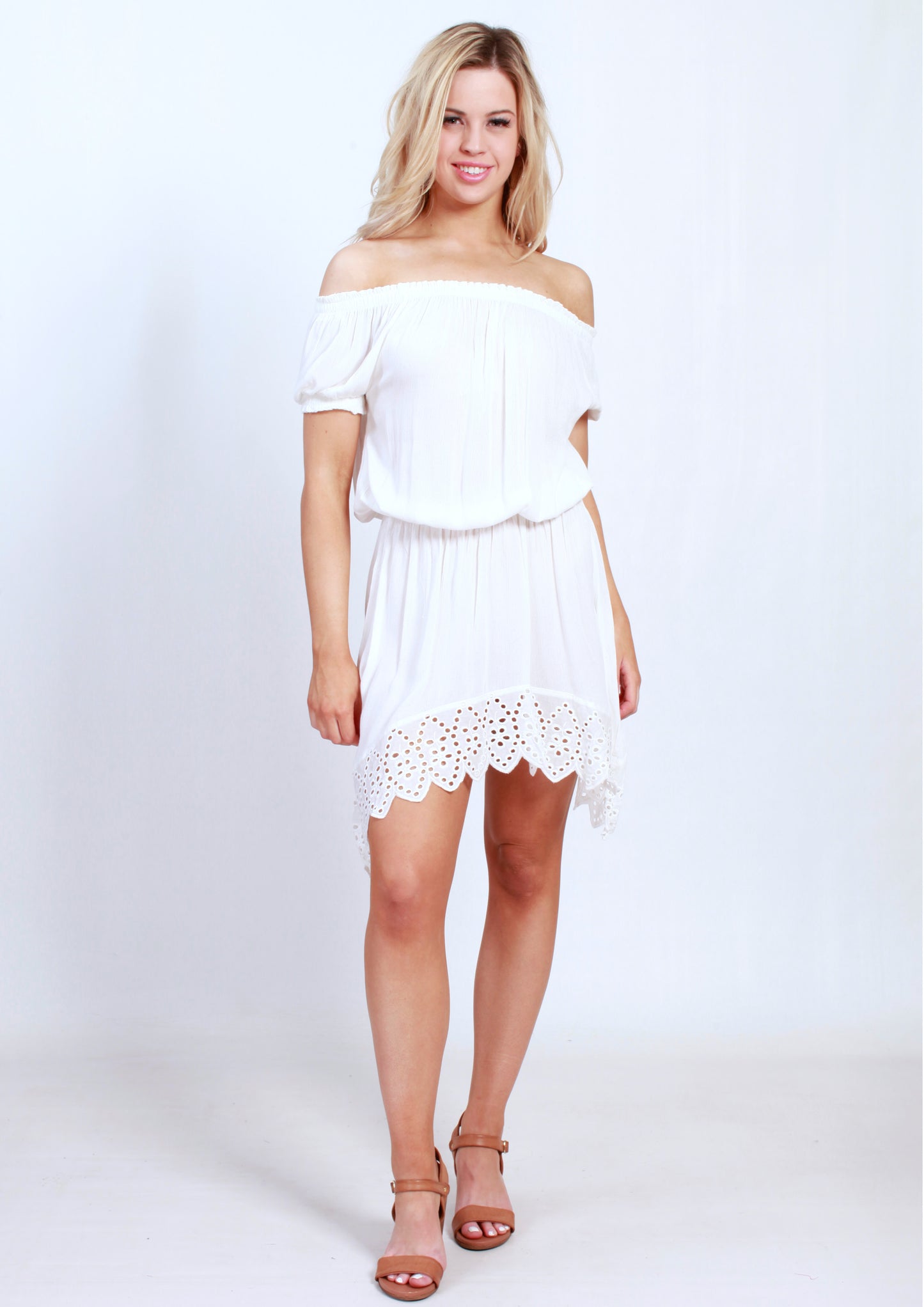 S001SS Off Shoulder White Dress (Pack)