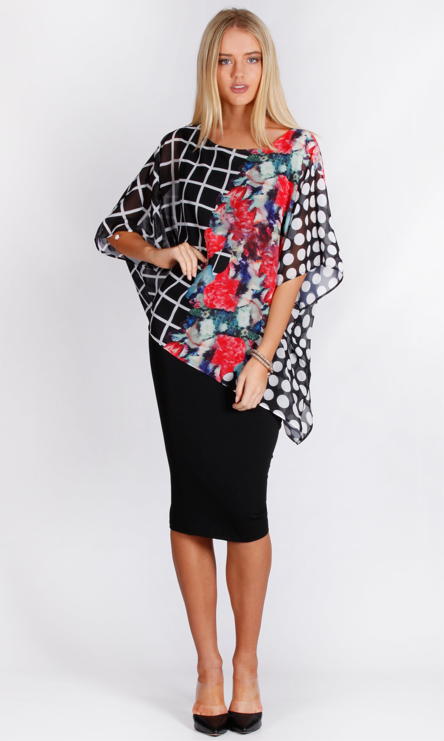 VSJ7316NC Asymmetric Chiffon Layered Dress (Pack)