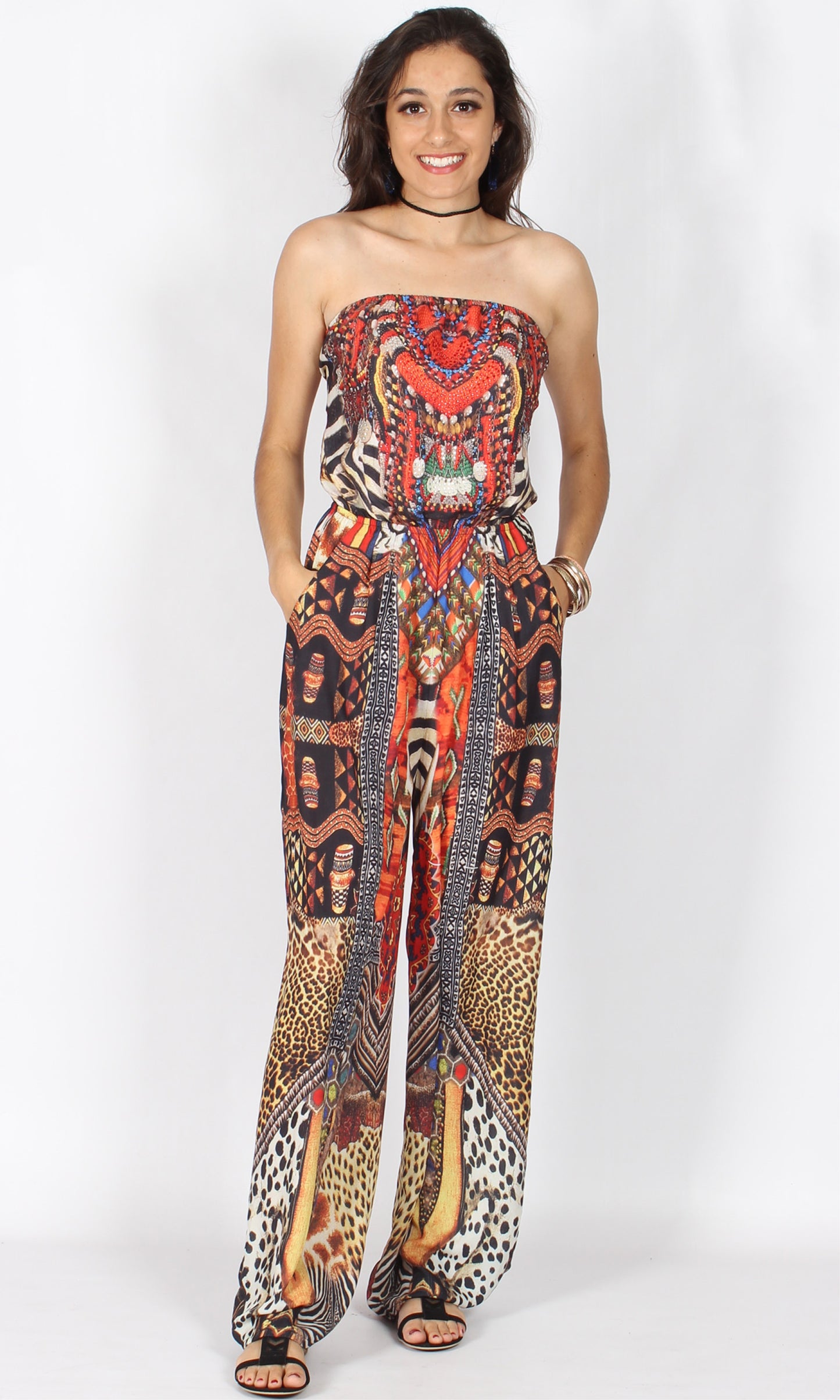 LV183-9SS Tribal Zebra Print Playsuit (Pack)