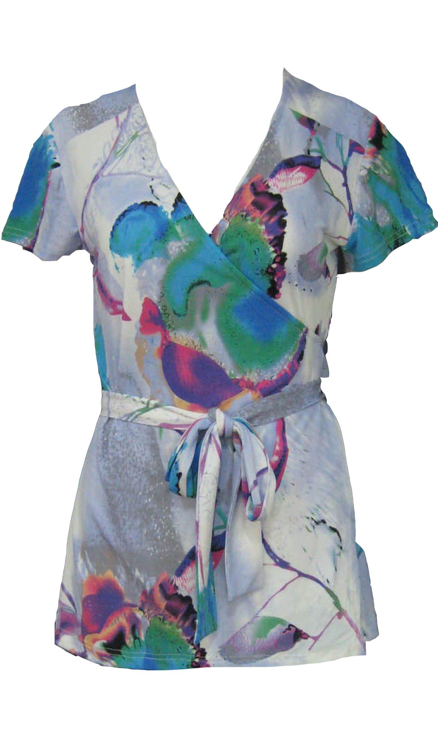 JS0024-23TB Watercolour Print Wrap Style Top (Pack) On Sale