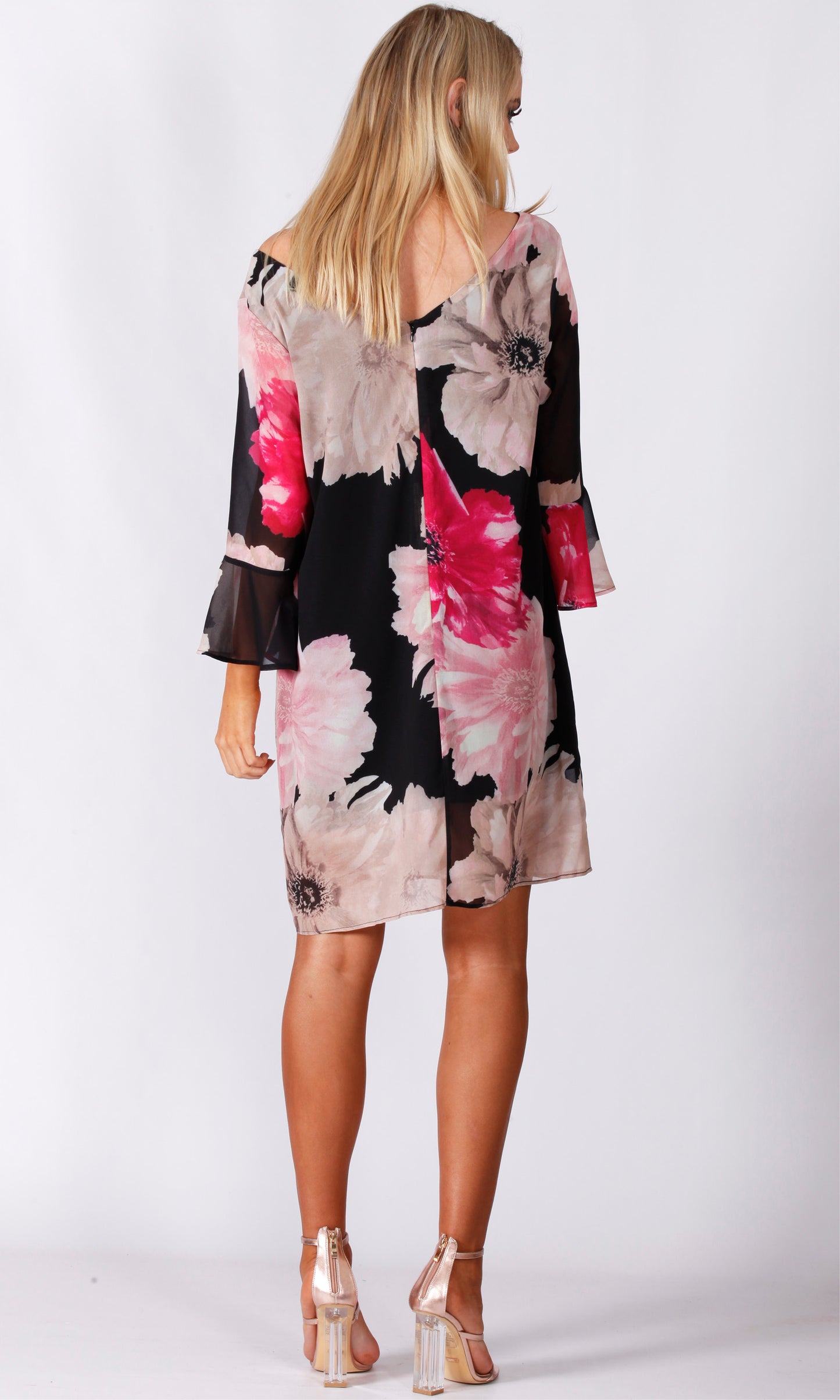 Bell Sleeves Floral Shift Dress