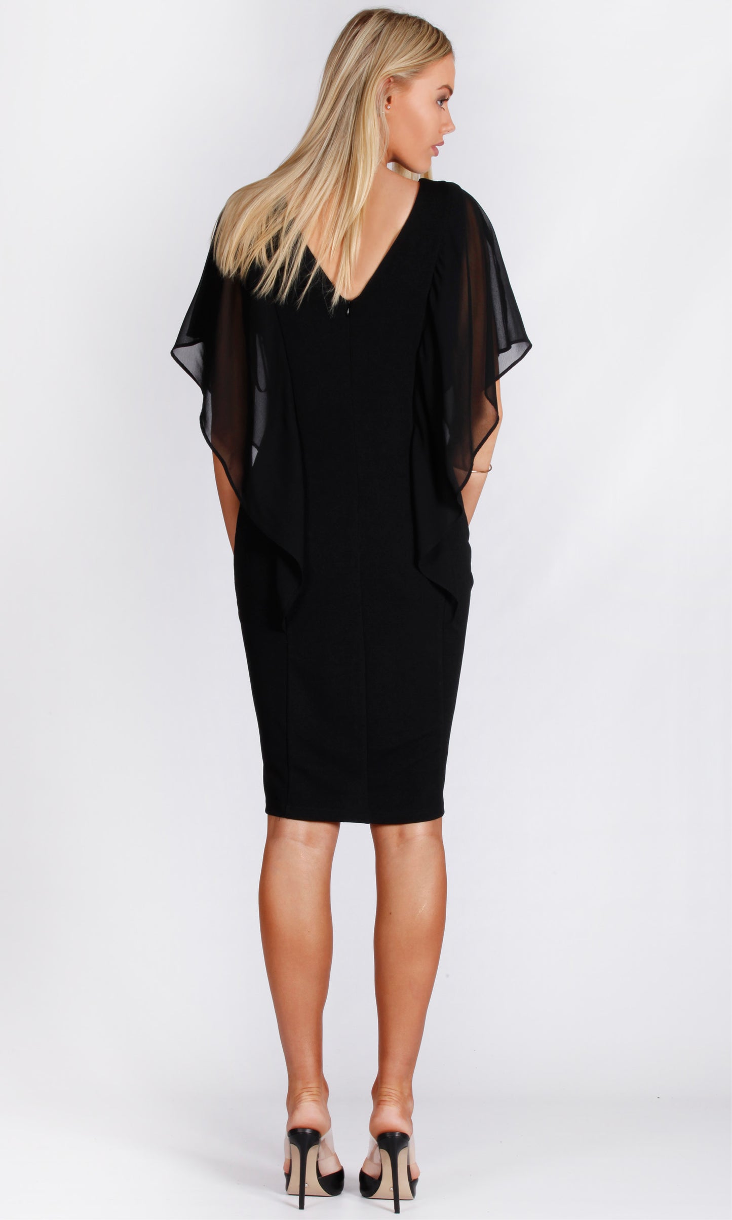 VS7320NC Ruffle Drapped Shift Dress (Pack)