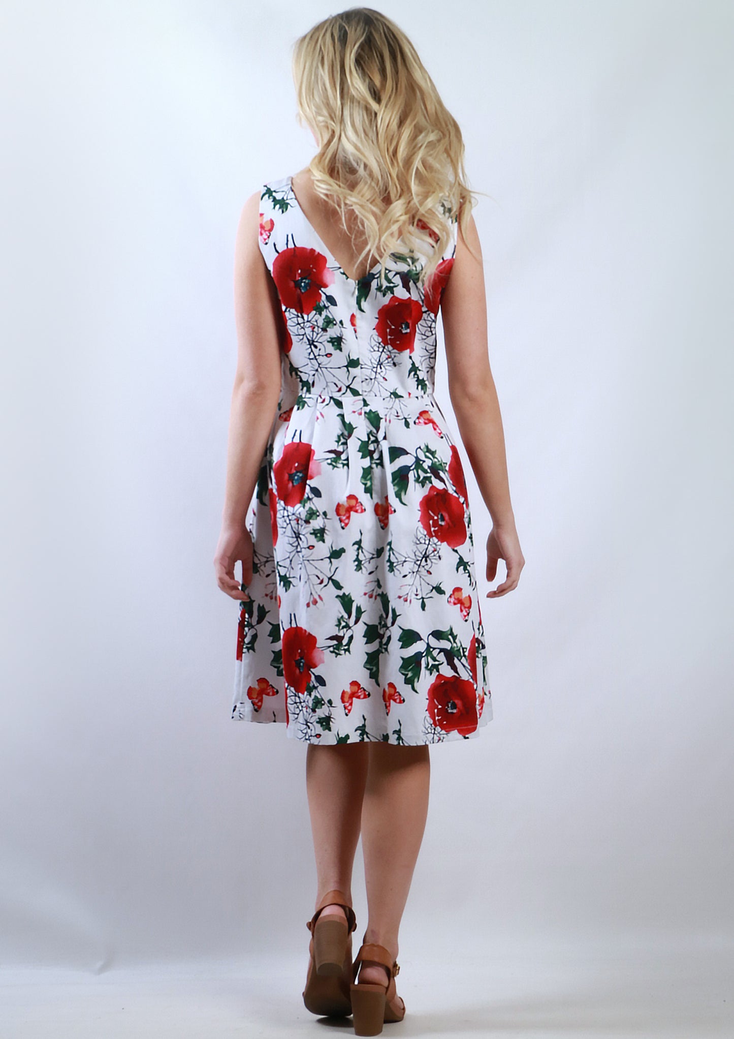 VS0006-25TB Red Rose Printed Dress (Pack)