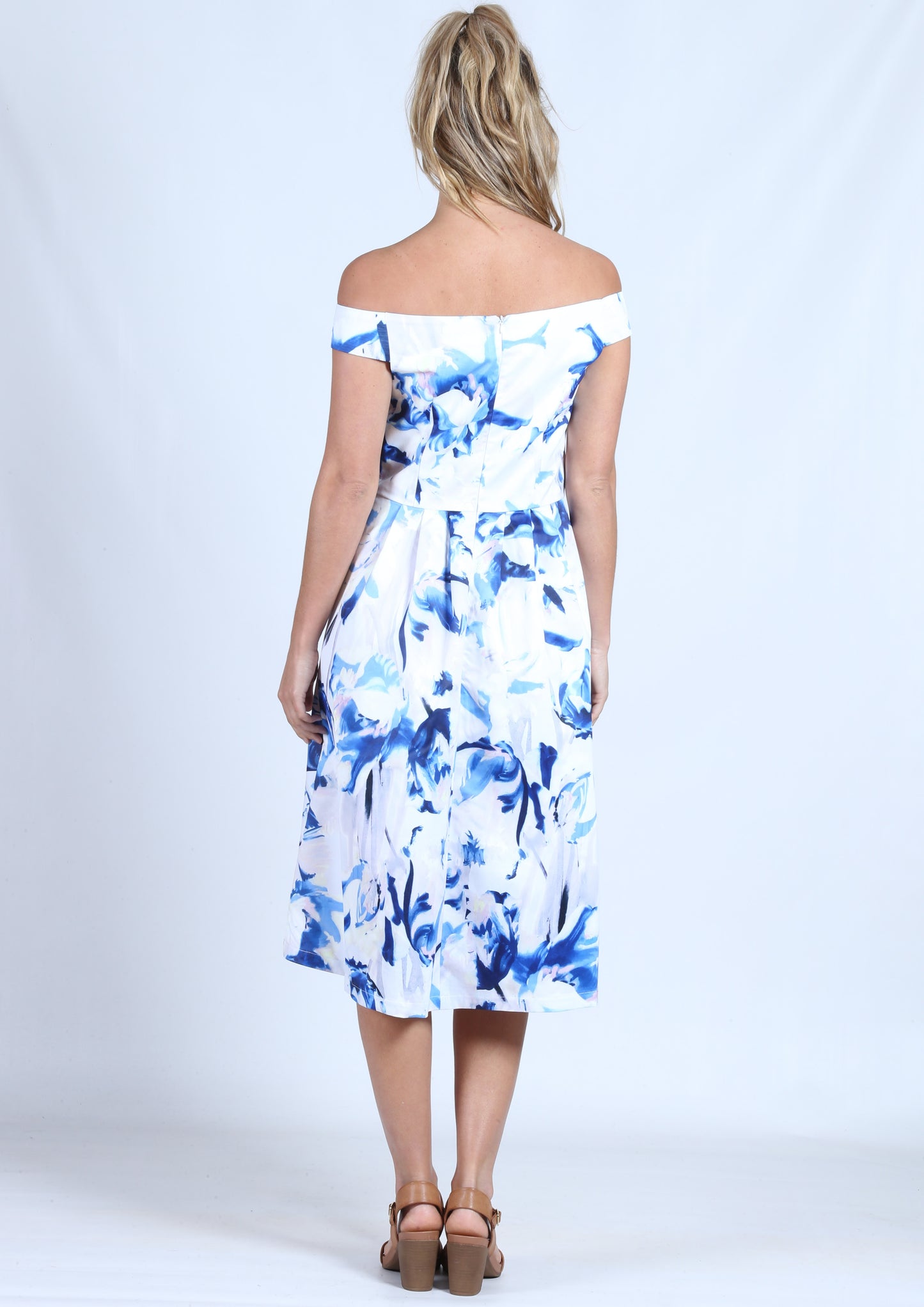 BS1016001-6TB Off Shoulder Printed Dress (Pack)