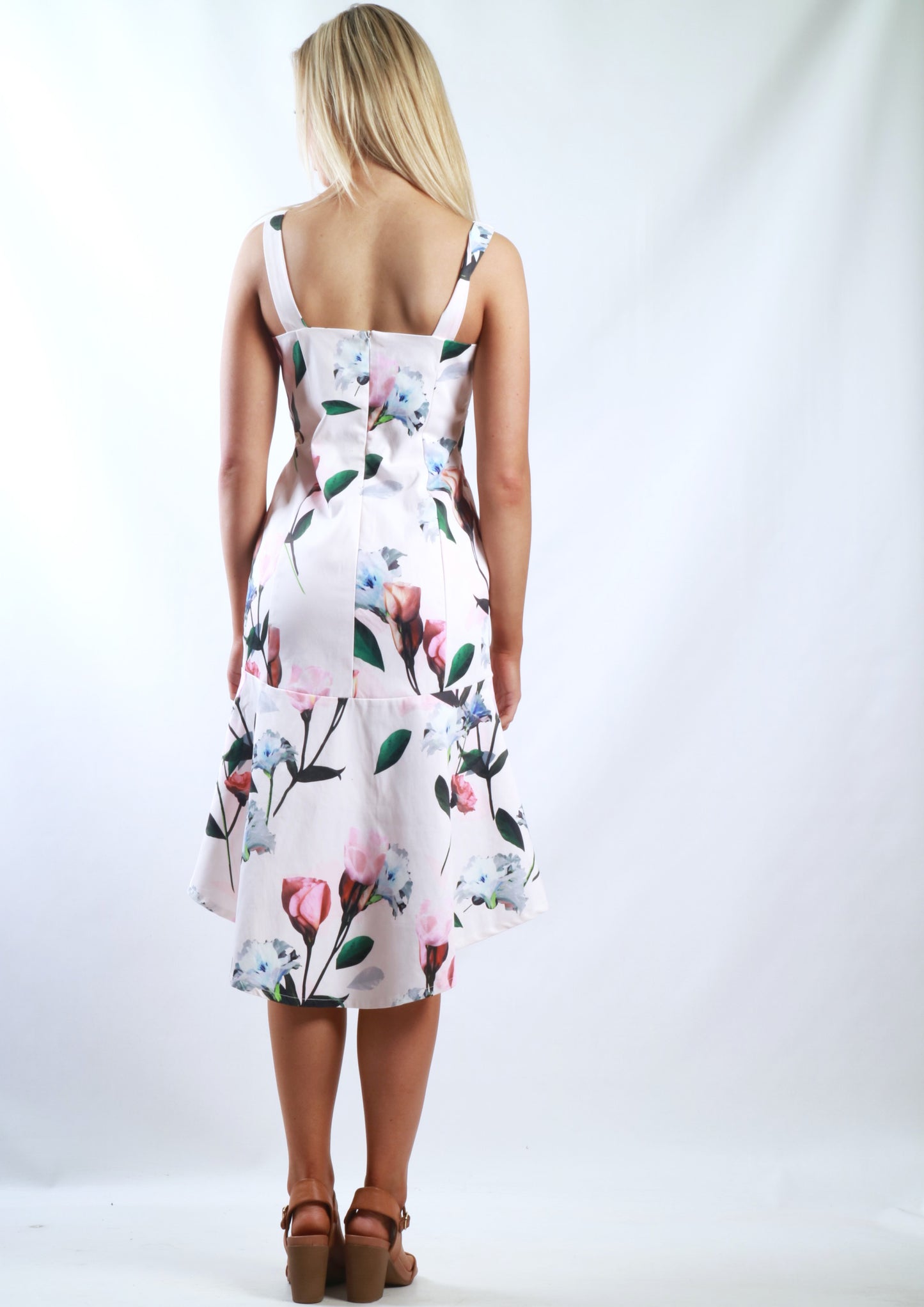 WA2109TB Light Floral Ruffle Hem Dress (Pack)