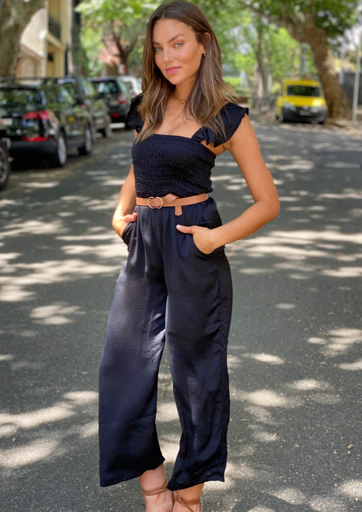 YW2392SS Ruffle Shoulder Jumpsuit (Pack)