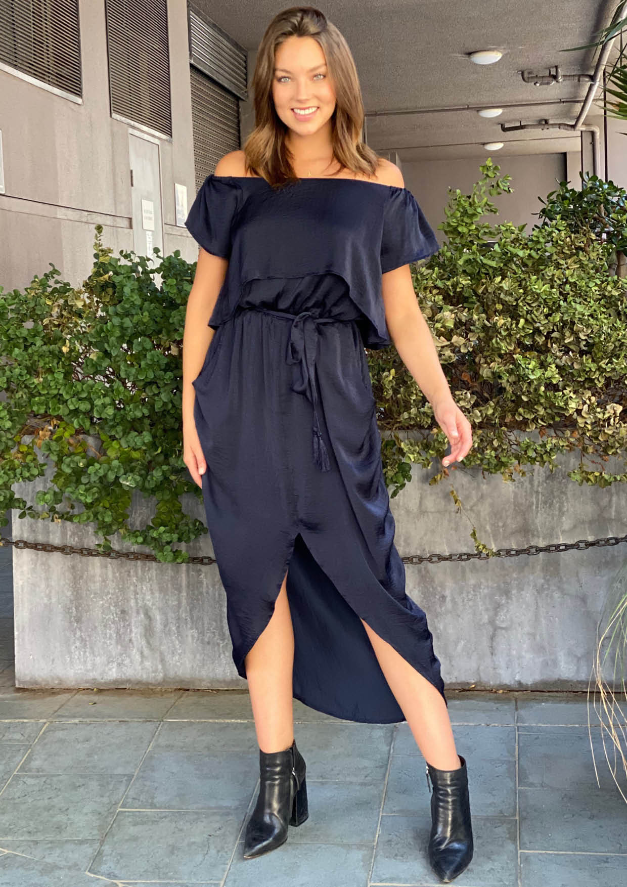 AY064-1SS Off Shoulder Layered Dress (Pack)