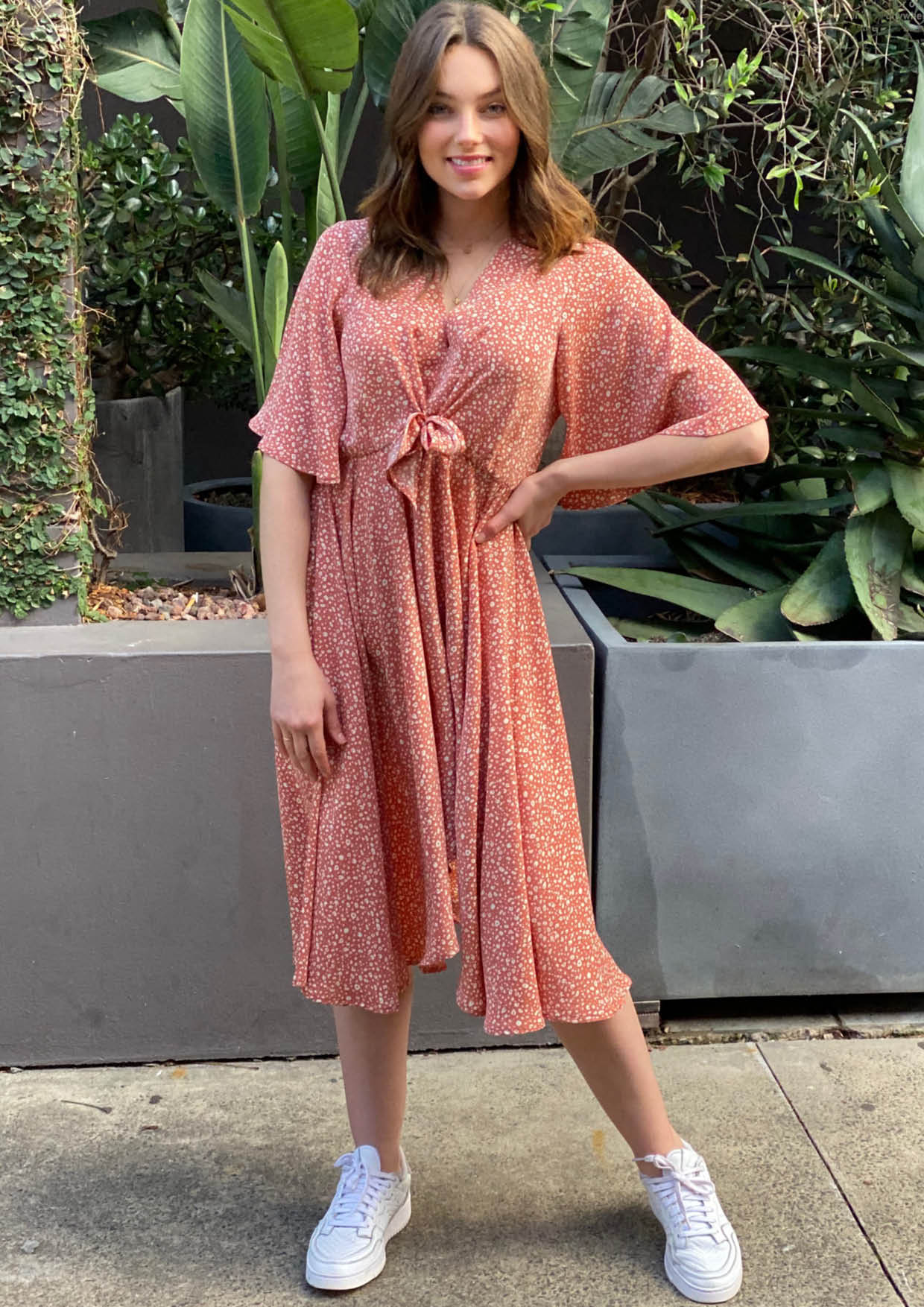 AY112-4SS Front Knot Midi Dress (Pack)