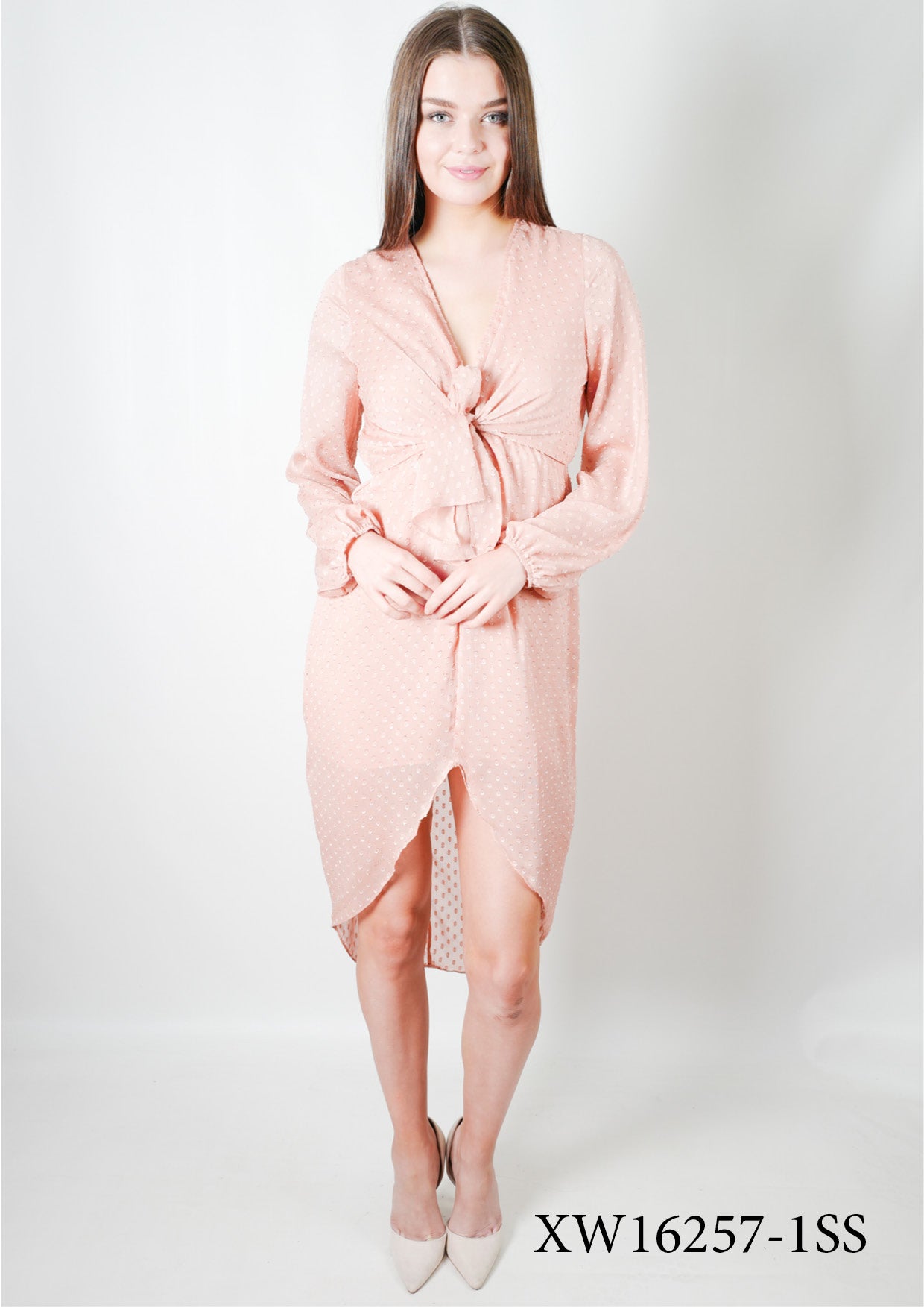 XW16257-1SS Tie Front Tulip Dress (Pack)