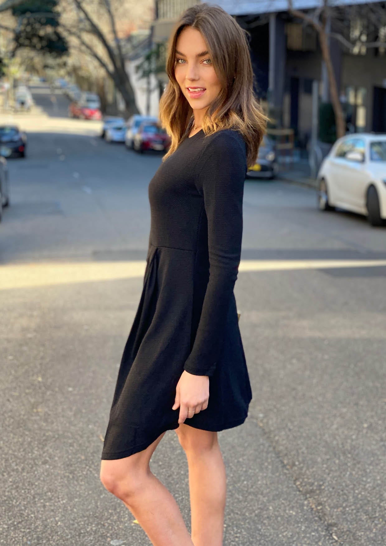 YW1824SS Long Sleeve Asymmetric Dress (Pack)