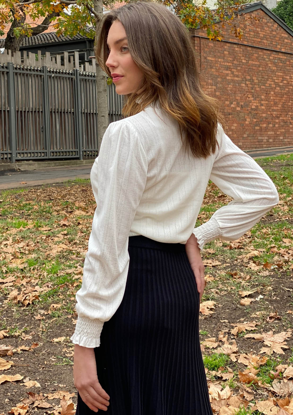 ZW243SS Shirred Neck Long Sleeve Blouse (Pack) New Arrivals