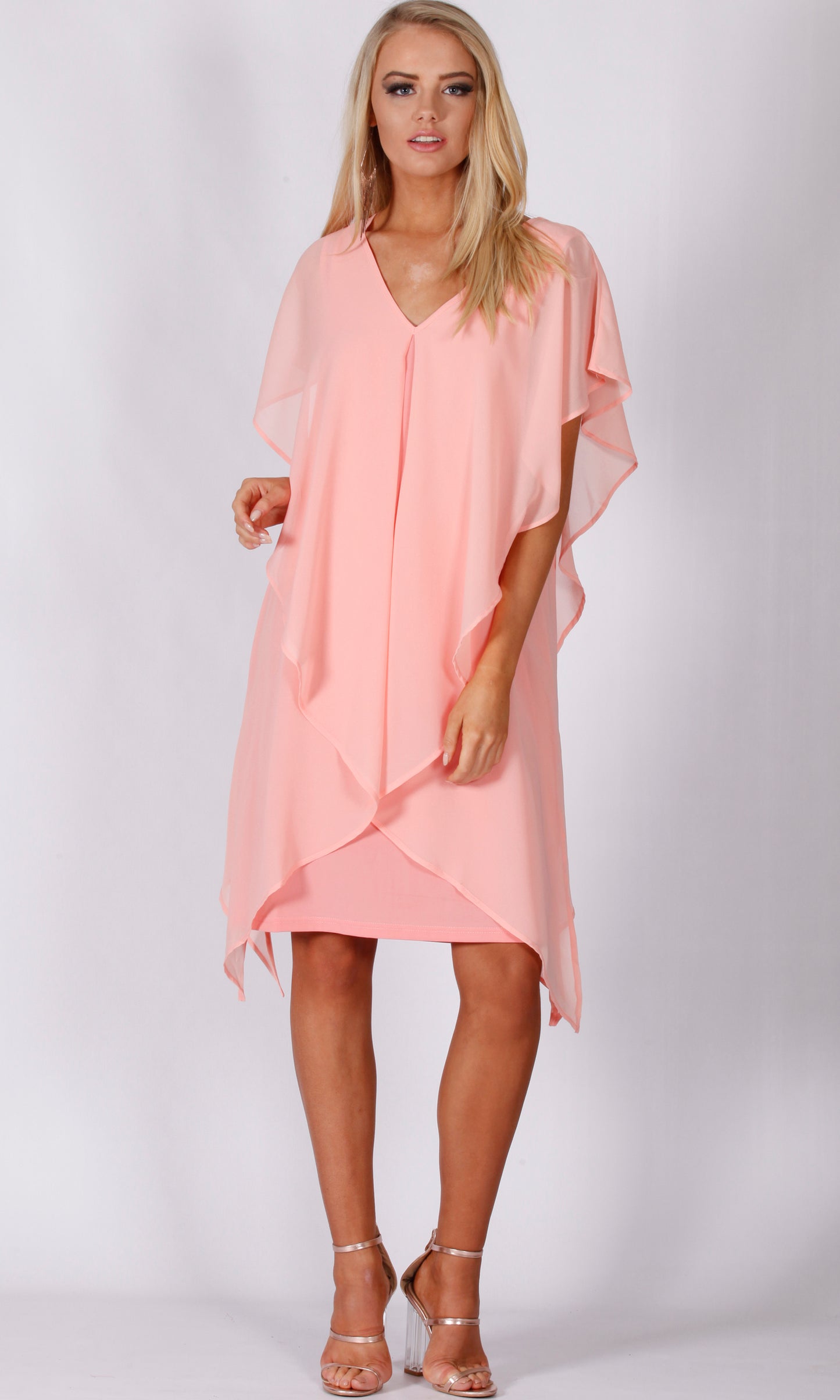 BS816018-4TB PINK CHIFFON OVERLAY DRESS (Pack)