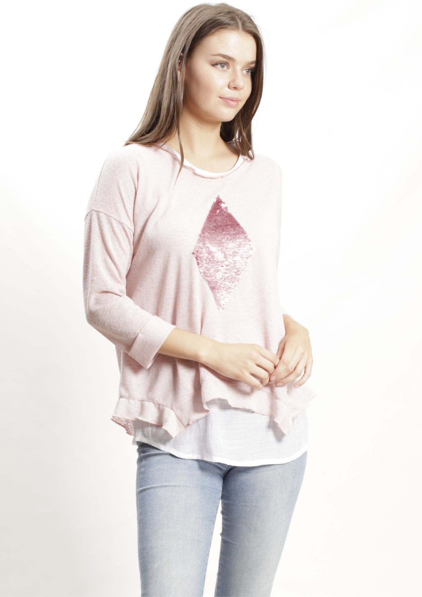 AY044SS Sequin Knit Top With Hem Insert (Pack)