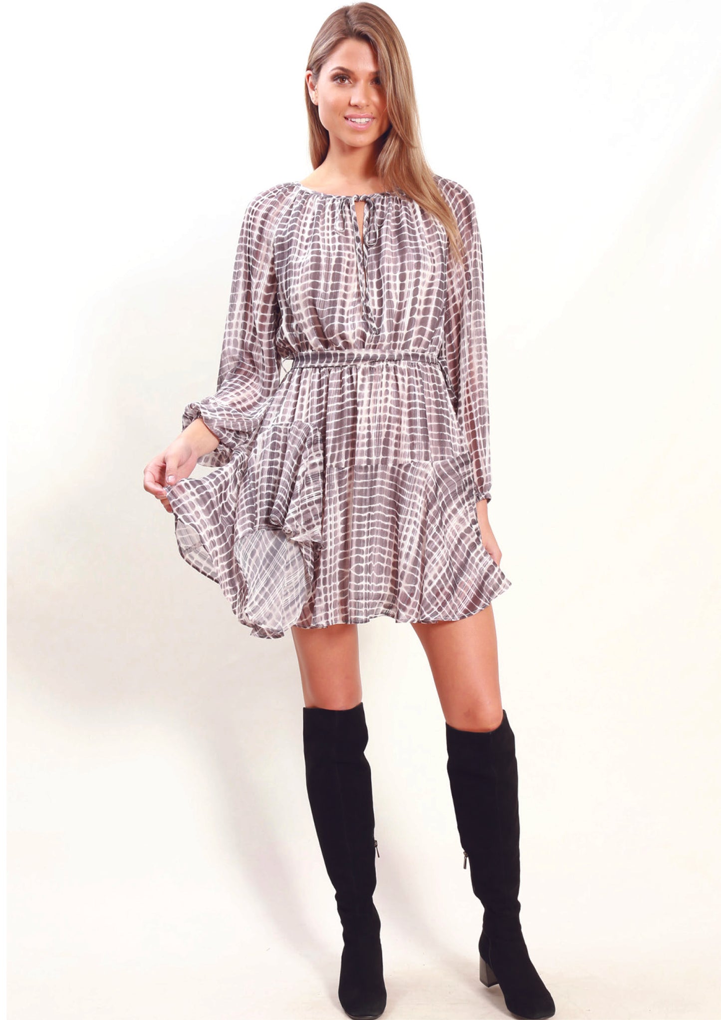 LV0084SS Grid Tie Dye Dress (Pack)