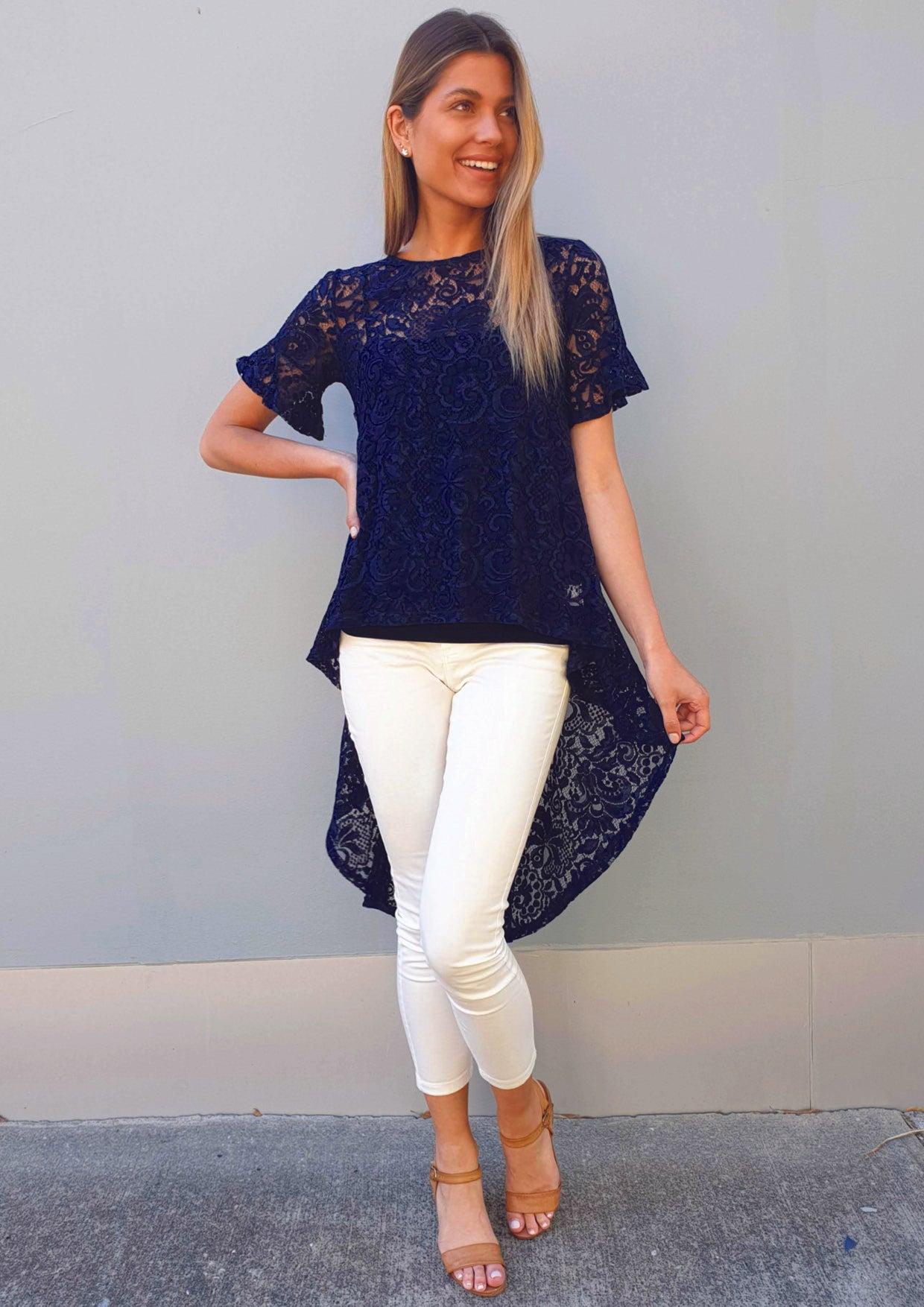 LA0042-1TB Navy Lace Top (Pack)