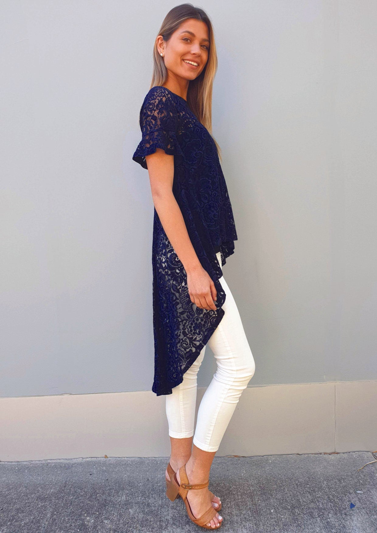 LA0042-1TB Navy Lace Top (Pack)