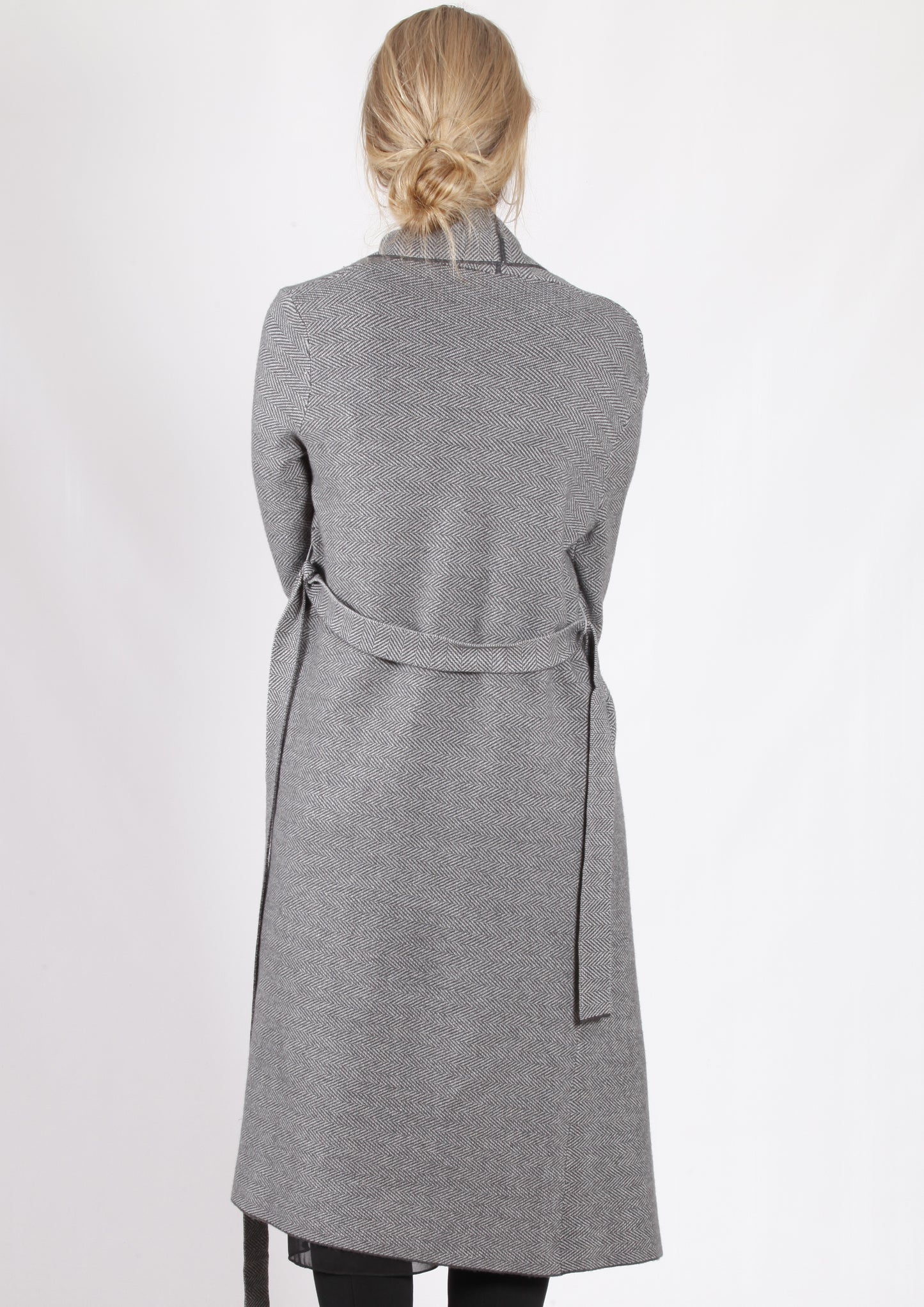 ZW16501B Longline Grey Cardigan With Waist Tie (Pack)