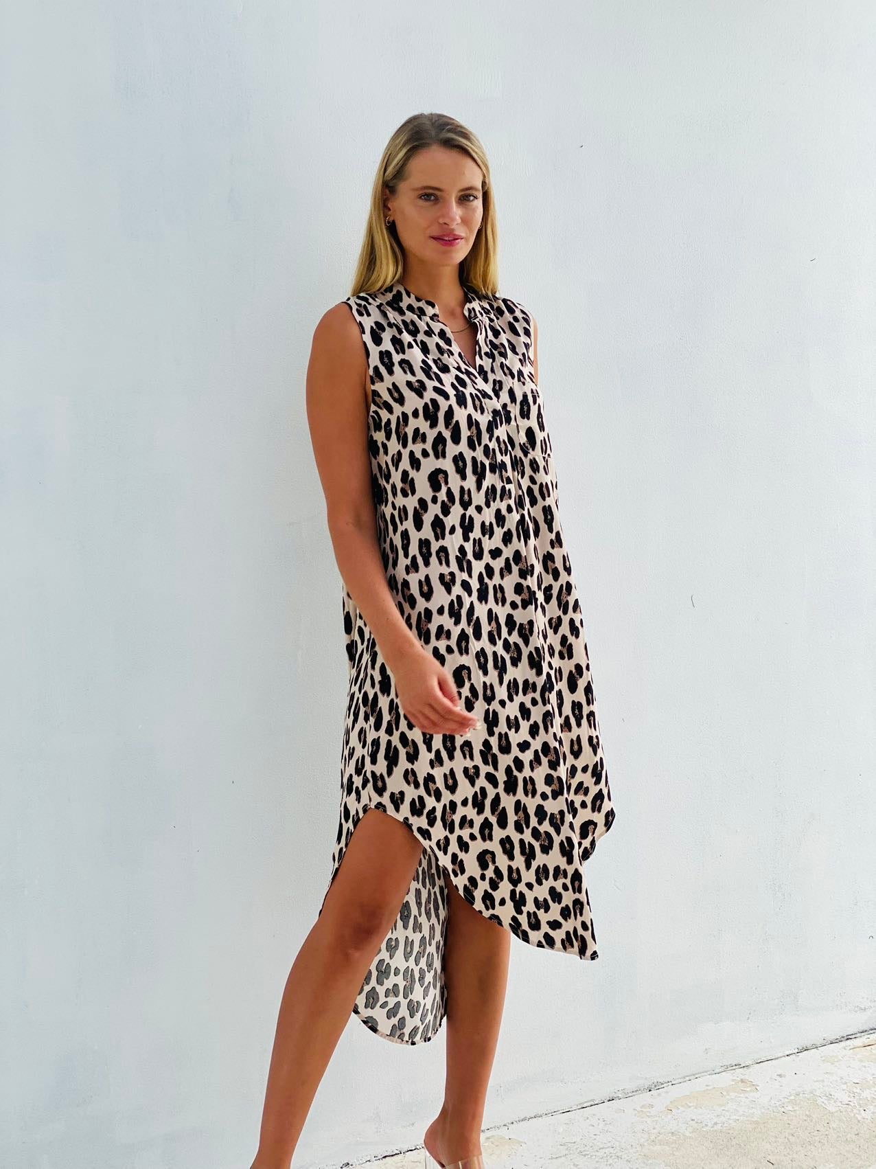 LA1634SS Leopard Print Dress