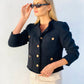 LA1449SS Tweed Gold Buttoned Jacket - More Colours Available