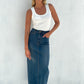 LA0639-2SS Maxi Denim Skirt - More Colour Available