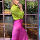 LA1415SS Satin A-Line Maxi Skirt