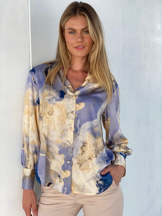 LA1133-28SS Watercolour Satin Blouse