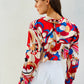 LA1133-35SS Vibrant Floral Print Satin Shirt