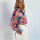 LA1436-1SS Multi Coloured Front Knot Top