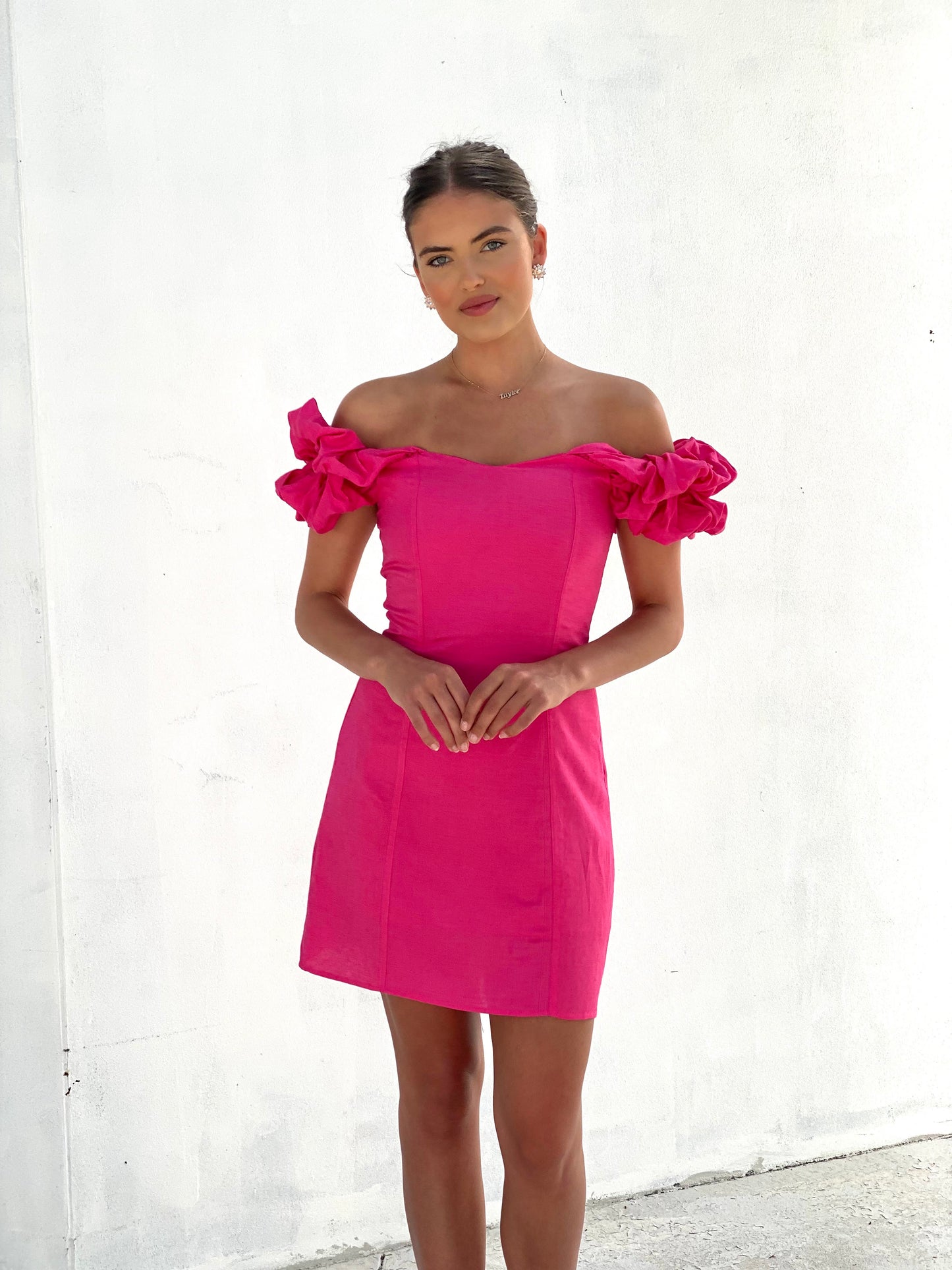 LA1528SS  Ruffle Sleeve Dress - More Colours Available