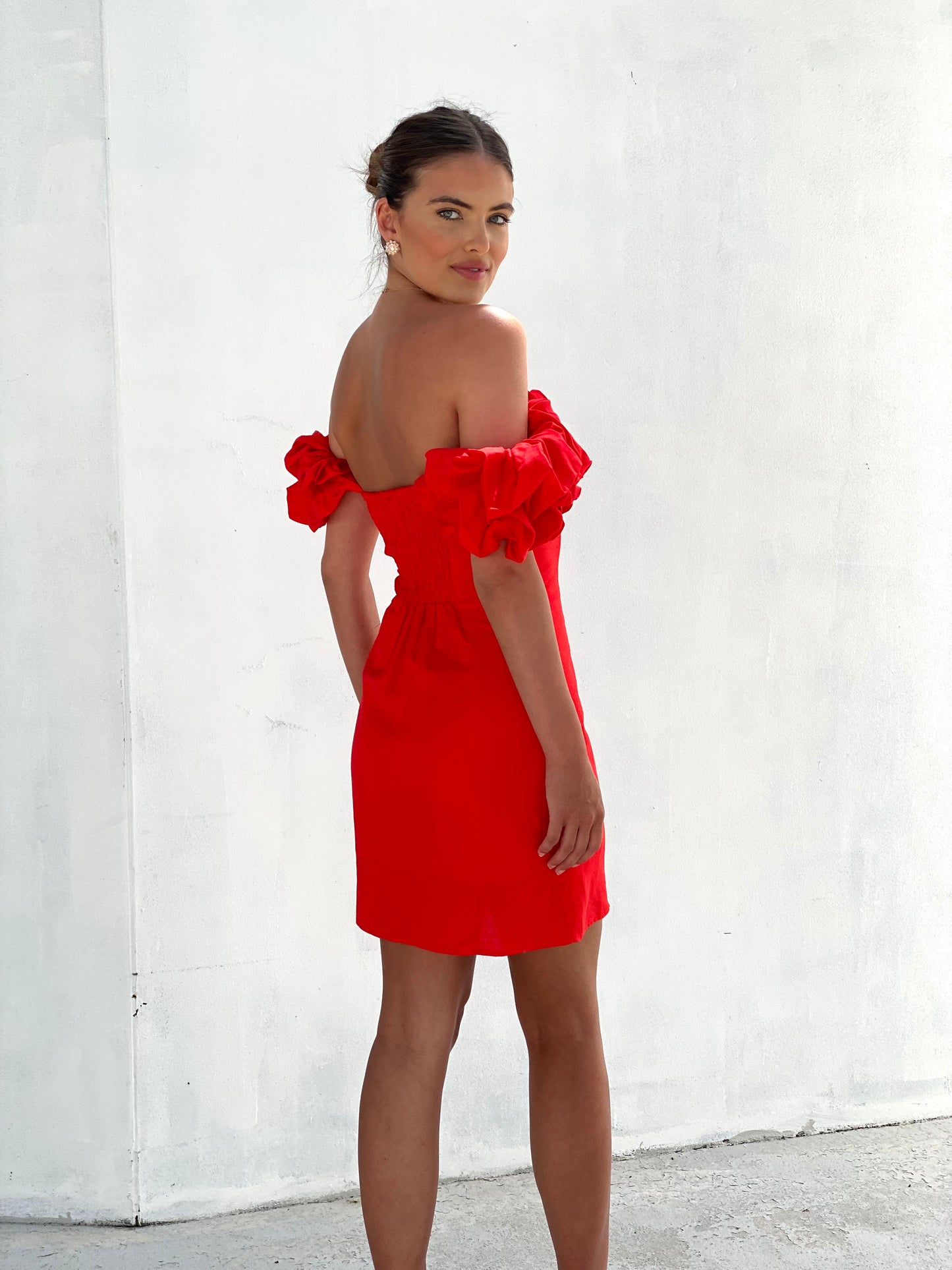 LA1528SS  Ruffle Sleeve Dress - More Colours Available