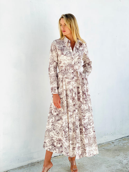LA1649-1SS Jungle Print Midi Dress