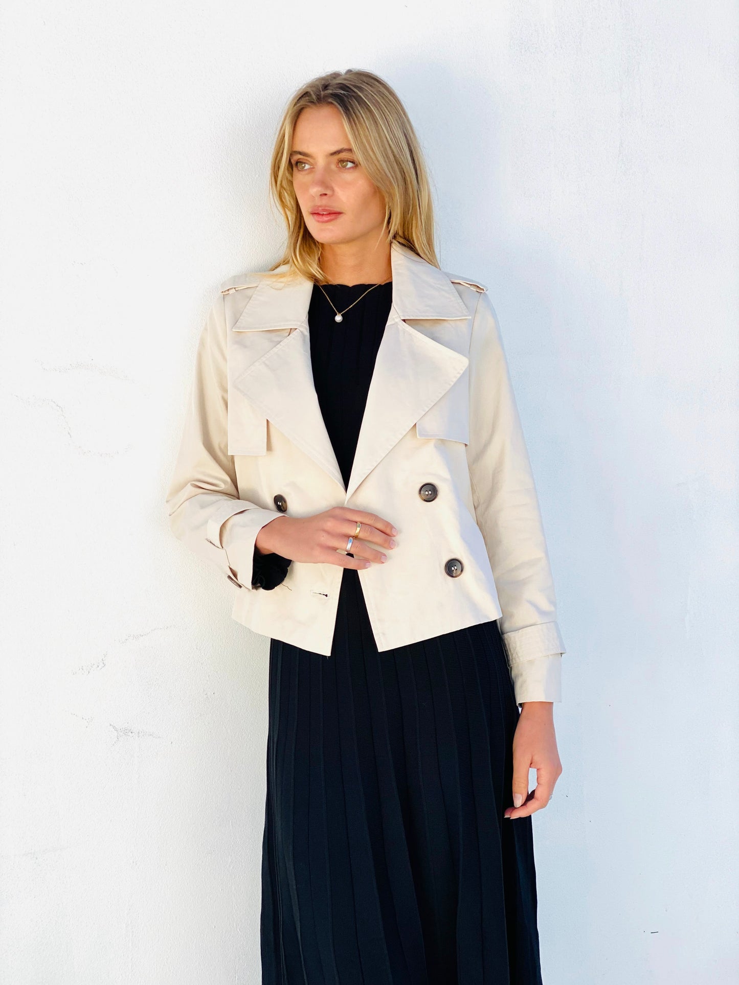 LA1650SS Cropped Trench Coat - More Colours Available