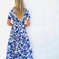 LA1732SS Blue/White Floral Dress