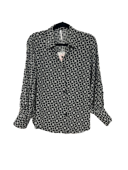 LA1133-37SS Black/White Print Button Up Shirt