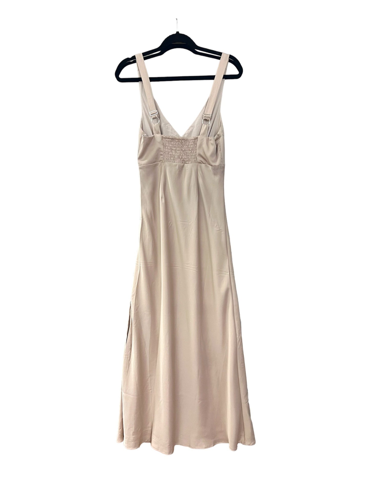 LA1522-1SS Satin Champagne Maxi Dress