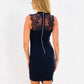 QT1332SS Black Lace Detail Asymmetrical Dress