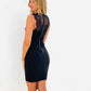 QT1332SS Black Lace Detail Asymmetrical Dress