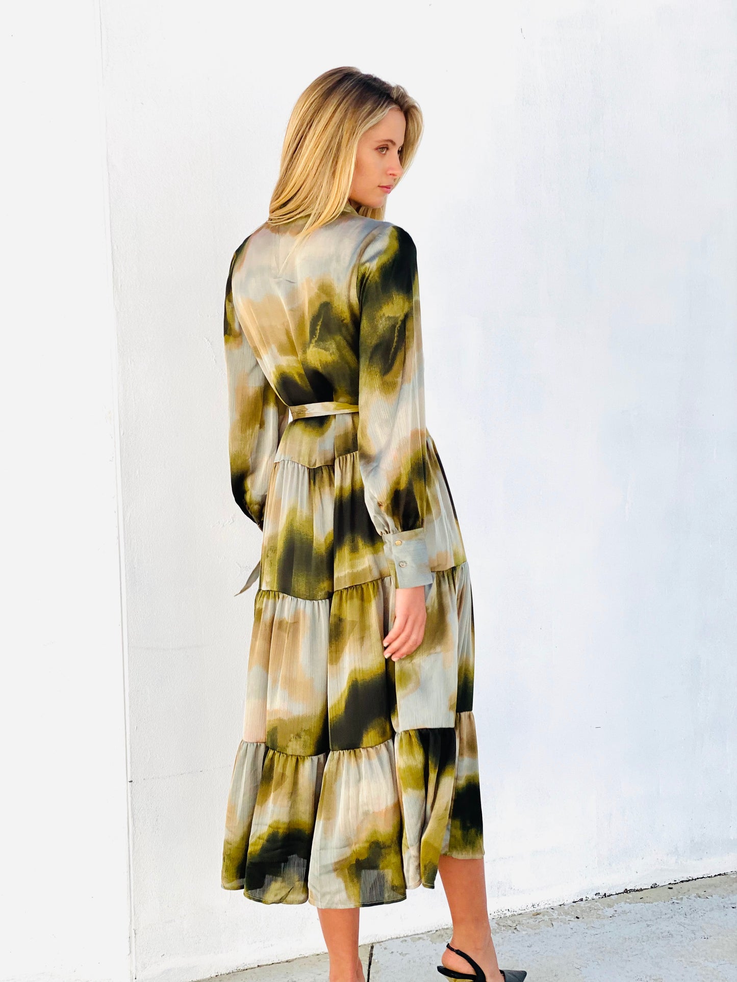 XW20649-4SS Watercolour Midi Dress