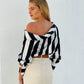 XW20706-1SS Striped One-Shoulder Satin Top - ON SALE