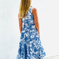 XW20860-1SS Blue/White Floral Sleeveless Dress