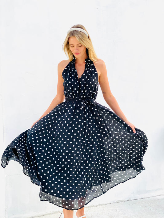 XW20917SS  Polka Dot Midi Dress