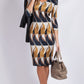 VS7046TB Retro Print V Neck Slim Fit Dress (Pack)