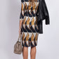 VS7046TB Retro Print V Neck Slim Fit Dress (Pack)
