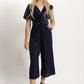 AY050SS Textured Stripe Crossed Front Jumpsuit (Pack)