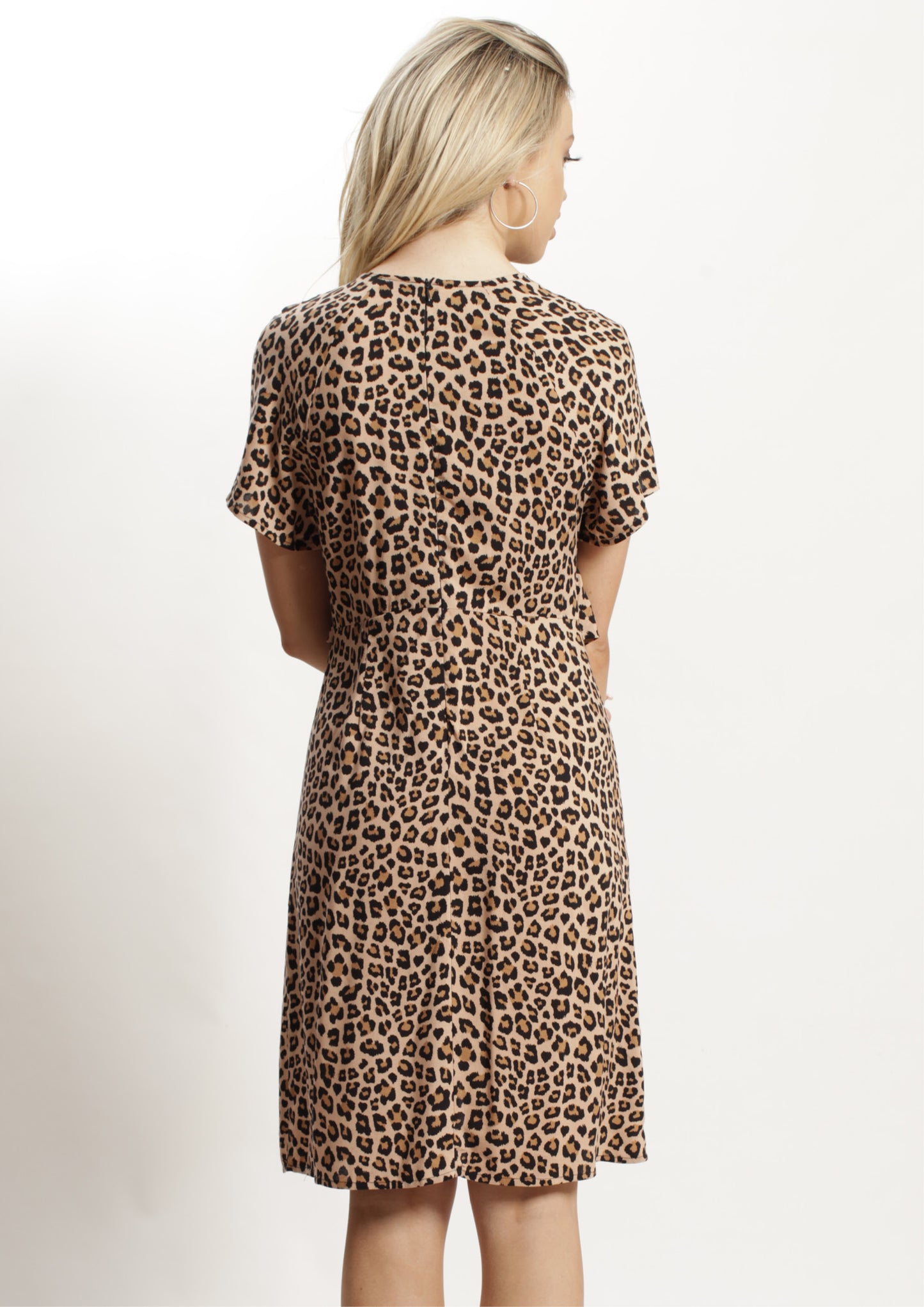 YW1761-2SS Leopard Print Knot Front Dress (Pack)